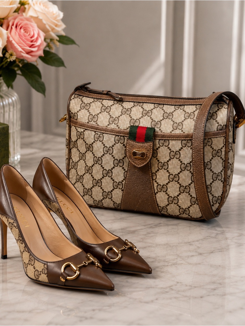 Vintage Gucci Ophidia GG Supreme Web Stripe Shoulder Bag Brown Leather - Picture 15 of 15